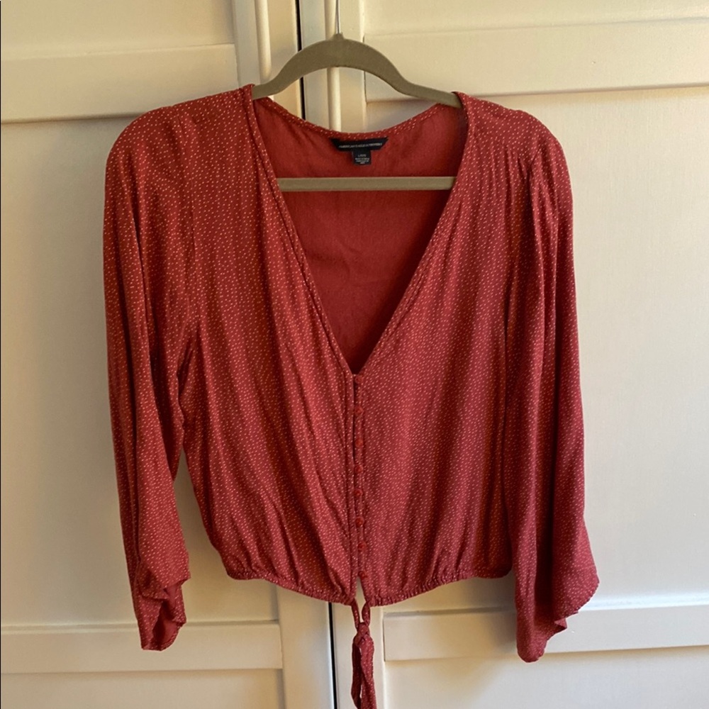 American Eagle Red Top with Tie Front